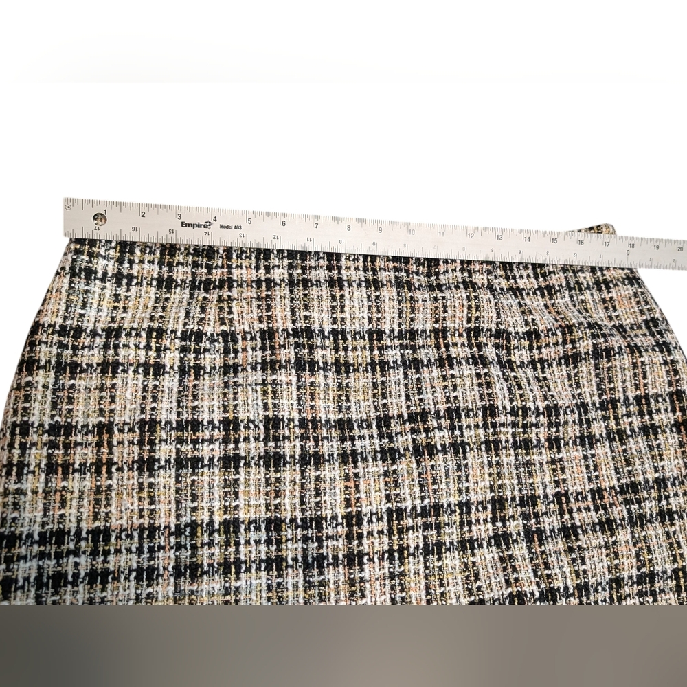 Calvin Klein Tan, Black, and White Tweed Lined Pencil Skirt Women's Size 14 - Picture 8 of 9